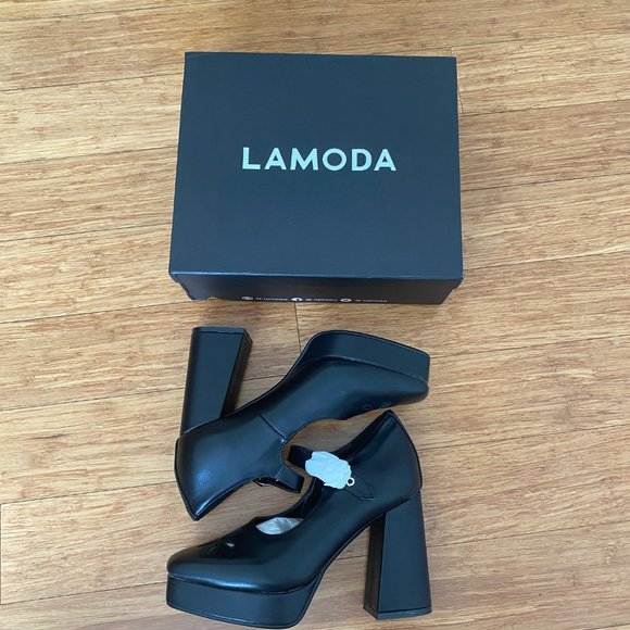 NWT Lamoda Platform Flower Mary Jane Heels Size 10 - Picture 1 of 13